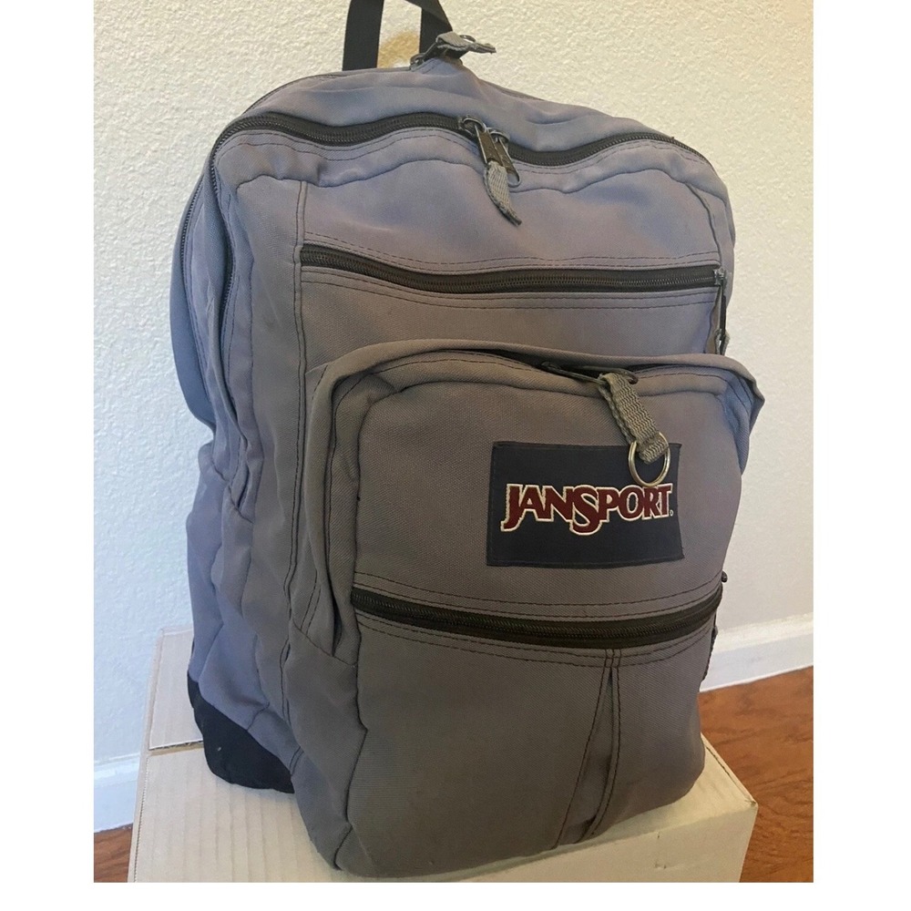 JanSport Big Student Backpack Grey Multi Pocket School Travel Bag